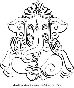 Ganapati,  Ganesha or Vinayaka or bappa hindu god  vector illustration for festival like ganesh Chaturthi or hindu wedding invitations and Hinduism in India .