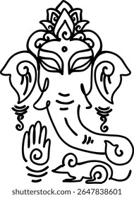 Ganapati,  Ganesha or Vinayaka or bappa hindu god  vector illustration for festival like ganesh Chaturthi or hindu wedding invitations and Hinduism in India .