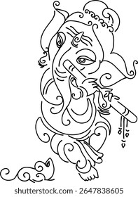 Ganapati,  Ganesha or Vinayaka or bappa hindu god  vector illustration for festival like ganesh Chaturthi or hindu wedding invitations and Hinduism in India .