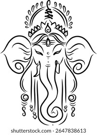 Ganapati,  Ganesha or Vinayaka or bappa hindu god  vector illustration for festival like ganesh Chaturthi or hindu wedding invitations and Hinduism in India .
