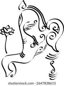 Ganapati,  Ganesha or Vinayaka or bappa hindu god  vector illustration for festival like ganesh Chaturthi or hindu wedding invitations and Hinduism in India .