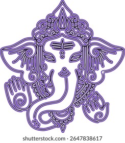 Ganapati,  Ganesha or Vinayaka or bappa hindu god  vector illustration for festival like ganesh Chaturthi or hindu wedding invitations and Hinduism in India .