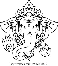 Ganapati,  Ganesha or Vinayaka or bappa hindu god  vector illustration for festival like ganesh Chaturthi or hindu wedding invitations and Hinduism in India .