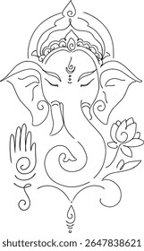 Ganapati,  Ganesha or Vinayaka or bappa hindu god  vector illustration for festival like ganesh Chaturthi or hindu wedding invitations and Hinduism in India .