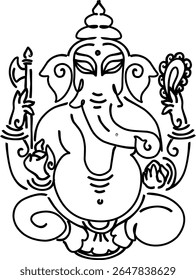 Ganapati,  Ganesha or Vinayaka or bappa hindu god  vector illustration for festival like ganesh Chaturthi or hindu wedding invitations and Hinduism in India .