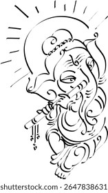 Ganapati,  Ganesha or Vinayaka or bappa hindu god  vector illustration for festival like ganesh Chaturthi or hindu wedding invitations and Hinduism in India .