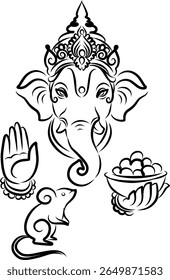 Ganapati ou lorde ganesha hindu indiano deus vetor ilustração arte para o convite de casamento hindu ou ganesh chathurthi e festival indiano 