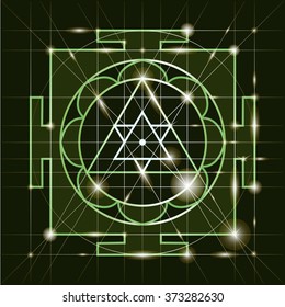 Ganapati Yantra - cosmic conductor of energy. Yantra Sree Ganesha. Sacred Geometry