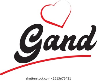 Gand city text design with red heart typographic icon design suitable for touristic promotion