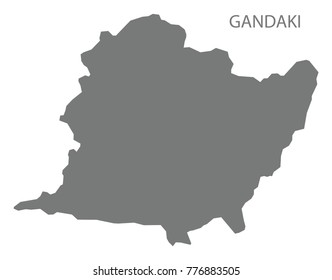 Gandaki map of Nepal grey illustration silhouette shape