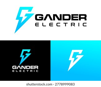 Gander Electric Logo Design with Lightning Bolt and Letter G