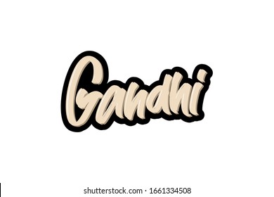 Gandhi hand drawn modern brush lettering text.