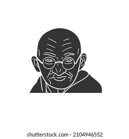Gandhi Icon Silhouette Illustration. Mahatma India Fighter Vector Graphic Pictogram Symbol Clip Art. Doodle Sketch Black Sign.