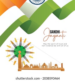 Gandhi Jayanti 2nd October banner design template.