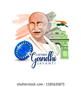 Gandhi Jayanti or 2nd October with creative design illustration, Mohandas Karam Chandra Gandhi Birthday.