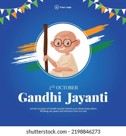 Gandhi Jayanti 2nd October national festival banner design template. 