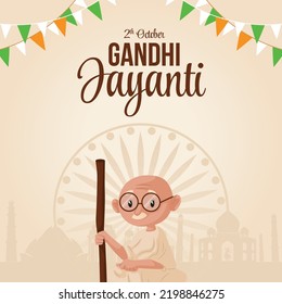 Gandhi Jayanti 2nd October national festival banner design template. 