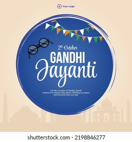 Gandhi Jayanti 2nd October national festival banner design template. 