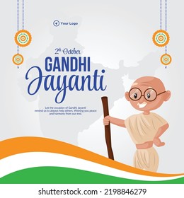 Gandhi Jayanti 2nd October national festival banner design template. 