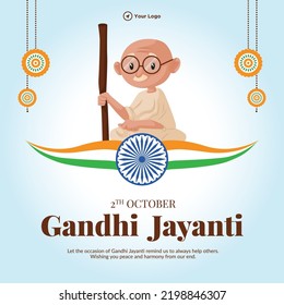 Gandhi Jayanti 2nd October national festival banner design template. 