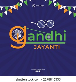 Gandhi Jayanti 2nd October national festival banner design template. 