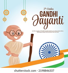 Gandhi Jayanti 2nd October national festival banner design template. 