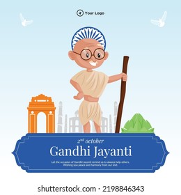 Gandhi Jayanti 2nd October national festival banner design template. 