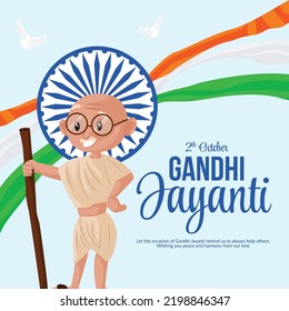 Gandhi Jayanti 2nd October national festival banner design template. 