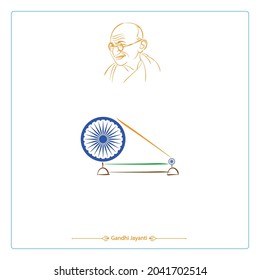 gandhi jayanti charkha with creative background