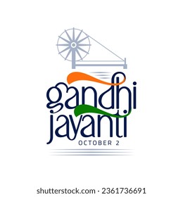 Gandhi Jayanti es un evento celebrado en India para conmemorar el aniversario del nacimiento de Mahatma Gandhi, tipografía inglesa