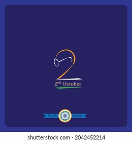 gandhi jayanti line drawing vector illustration with blue background