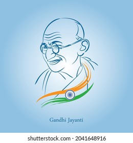 Gandhi Jayanti is a national holiday in India celebrated on 2nd October with blue background