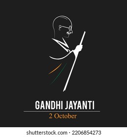 Gandhi Jayanti is a national holiday in India celebrated on 2nd October with hindi calligraphy