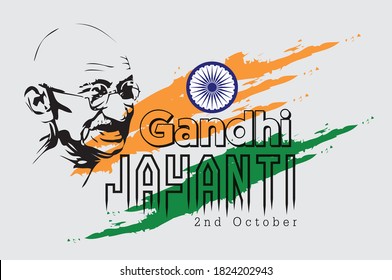 Gandhi Jayanti Poster/ Happy Gandhi Jayanti Greetings , Mahatma Gandhi Jayanti Celebrate on October 2nd, Design in Vector Illustration