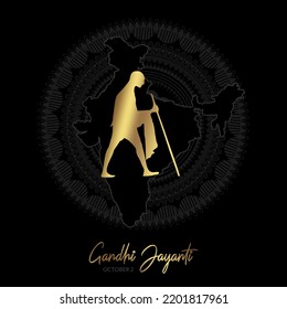 Gandhi Jayanti Premium Golden Vector