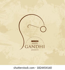 Gandhi Jayanti Wishes Retro Style on old Paper Background for 2nd october with Mahatma Gandhi Lineart Vector and Ashoka Wheel.