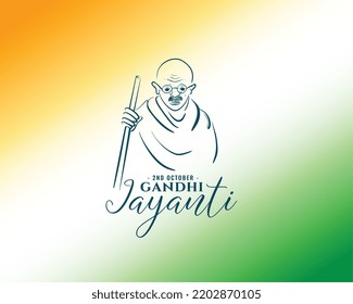 gandhi ji sketch for gandhi jayanti banner in tricolor background 