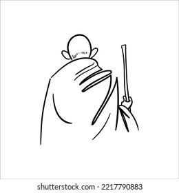 Gandhi Vector Illustration, line art of Gandhiji, happy Gandhi Jayanti October 2