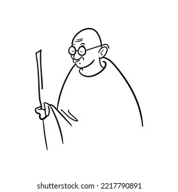Gandhi Vector Illustration, line art of Gandhiji, happy Gandhi Jayanti October 2