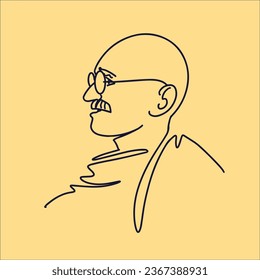 Gandhi vector simple line art illustration