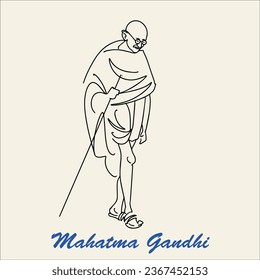 
Gandhi vector simple line art illustration