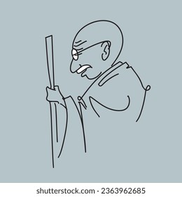 Gandhiji Contemporary line art for 2nd October for Gandhi Birth anniversary.