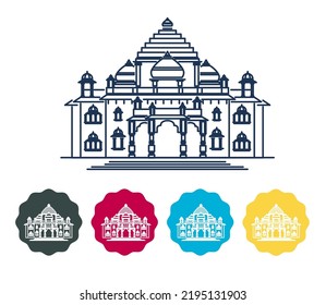 Gandhinagar - Akshardham Temple -  Icon Illustration as EPS 10 File 