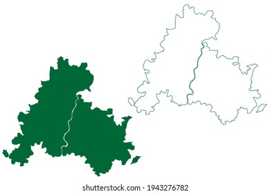 Gandhinagar District (Gujarat State, Republic Of India) Map Vector Illustration, Scribble Sketch Gandhinagar Map