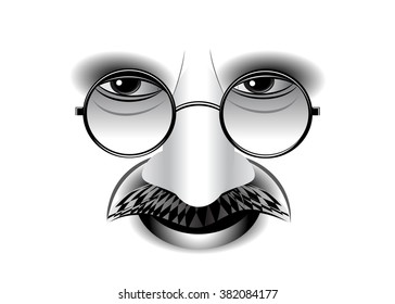 Gandhi.silhouette, face with a smile Mahatma Gandhi