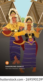 Ilustración de danza Gandrung diseño plano cultura indonesia