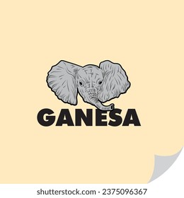 Logo de Ganesa con ilustración de la cabeza de elefante