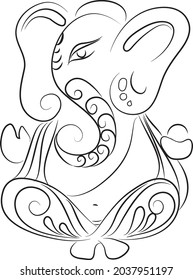 Ganesh in black and white line art