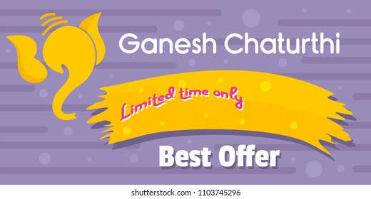 Ganesh chaturthi best offer banner horizontal. Flat illustration of vector ganesh chaturthi best offer banner horizontal for web design