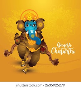 Ganesh chaturthi cartoonist character on purple background